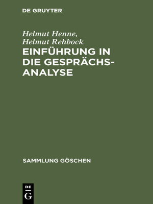 cover image of Einführung in die Gesprächsanalyse